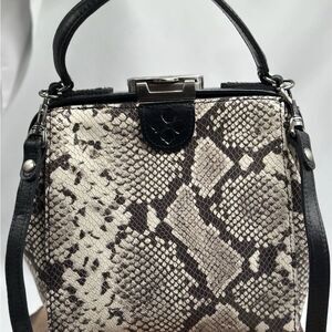 Patricia Nash Nela Frame Snakeskin Leather Crossbody Handbag Satchel Beautiful